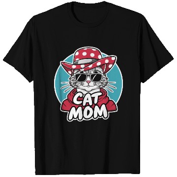 Discover Cat Mom Funny cat with sunglasses, hat and clothes T Shirts