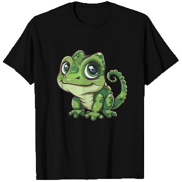 Discover Adorable Wide-Eyed Green Chameleon T Shirts
