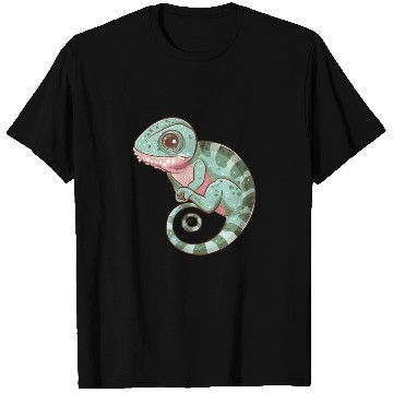Discover Charming Chameleon Curled Tail Imagery T Shirts