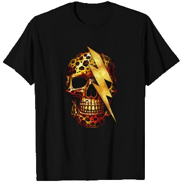 Discover Skull with Leopard Print & Gold Spark T Shirts