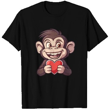 Discover Adorable Monkey Holding a Heart - Cute and T Shirts