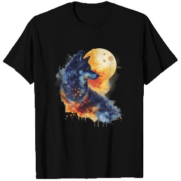 Discover Watercolor style Cosmic Wolves clipart bundle , T Shirts