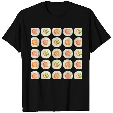 Discover Watercolor illustration of sushi food pattern T Shirts