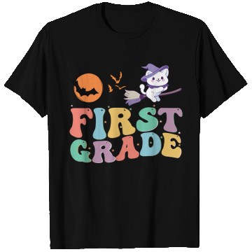 Discover 1st Grade teacher Kindergarten with cute witch cat T Shirts