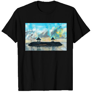 Discover Peaceful sunset on beach scene with acrylic T Shirts