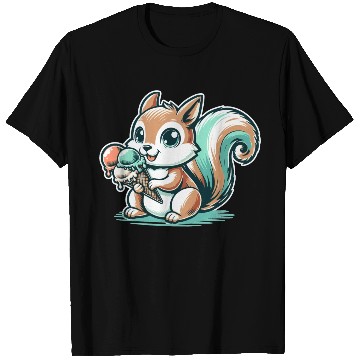 Discover Cute cartoon squirrel with ice cream T Shirts