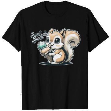 Discover Cute cartoon squirrel with ice cream T Shirts