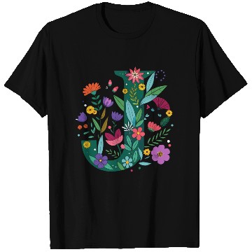 Discover Individual Alphabet Wildflower Green Letter J T Shirts