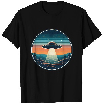 Discover Retro Vintage UFO at Sunset T Shirts