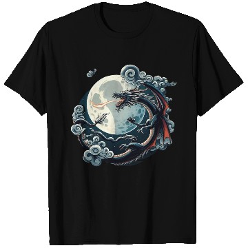 Discover Mystical Dragon and Moon - Celestial Fantasy T Shirts