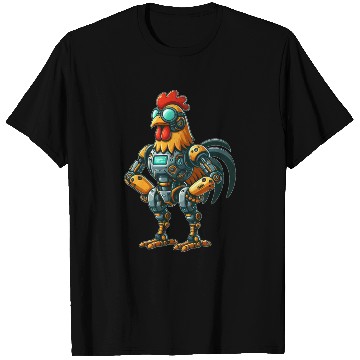 Discover Robot chicken rooster hen cyborg mechanical design T Shirts