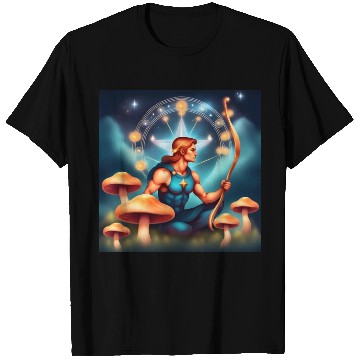 Discover Sagittarius zodiac sign with mushrooms T Shirts