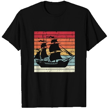 Discover Pirate ship sunset T Shirts