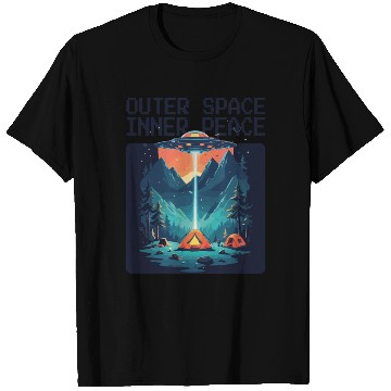 Discover Outer space inner peace camping with UFO T Shirts