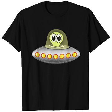 Discover Retro Alien in Space Ship T Shirts
