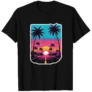 Discover Lonely Road to Miami Sunset Vaporwave 80s T Shirts