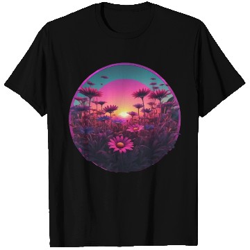 Discover Synthwave Wild Flower Design T Shirts