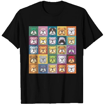 Discover Bulldog Patchwork: Vivid Canine Quilt T Shirts