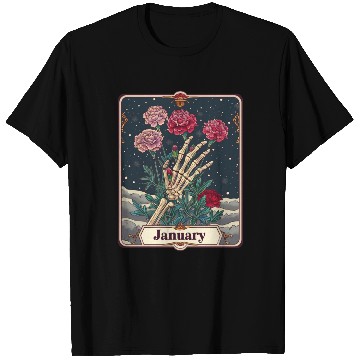Discover January Gothic Tarot Card - Carnation Flower & Ske T Shirts