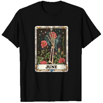 Discover June Gothic Tarot Card - Rose Flower & Skeleton's T Shirts