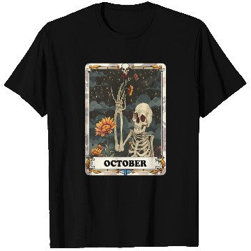 Discover October Gothic Tarot Card - Marigold Flower & Skel T Shirts