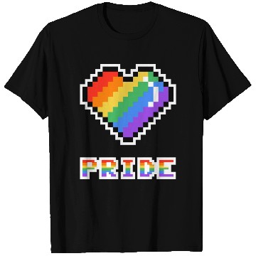 Discover Pixel heart Pride rainbow colored T Shirts