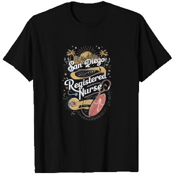 Discover San Diego Registered Nurse Skyline Graphic Art T Shirts