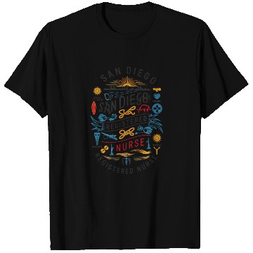 Discover San Diego Registered Nurse Skyline Tribute Graphic T Shirts
