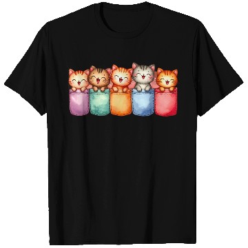 Discover Kittens in colorful pockets T Shirts