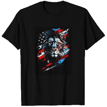 Discover Lion American Flag T Shirts