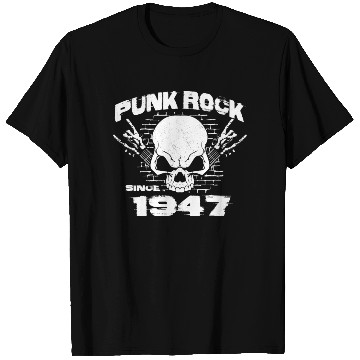 Discover Punk Rock Since 1947 - Skull Rock Hands 77th T Shirts