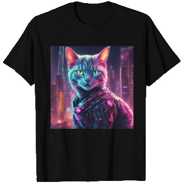 Discover Cyberpunk Neon Cat T Shirts