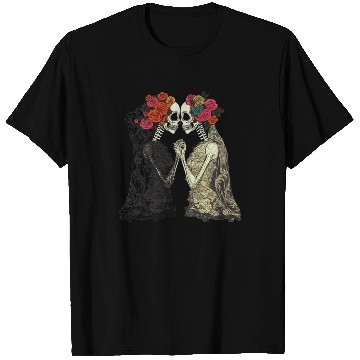Discover Lesbian Couple Skeletons Kissing LGBTQ Pride T Shirts