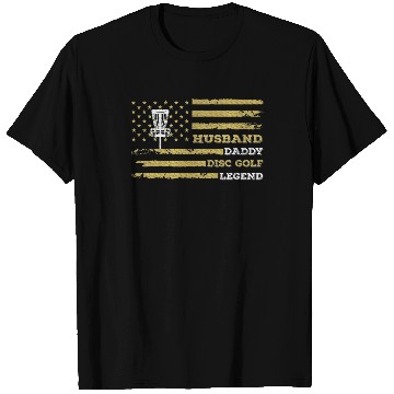 Discover Disc Golf Husband Daddy US Flag T Shirts
