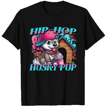 Discover Cartoon Hip-hop Husky Pup T Shirts
