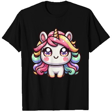 Discover Cute chibi Unicorn with colorful hair T Shirts