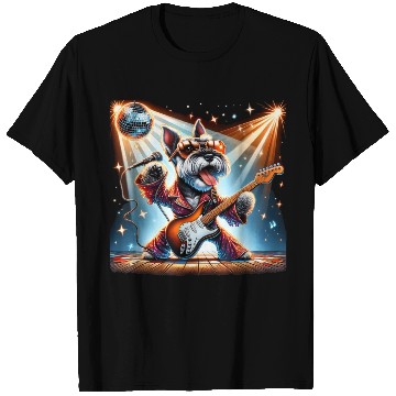Discover Disco Guitar Schnauzer dog T Shirts