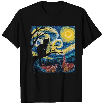 Discover Starry Night Cat Art Premium T Shirts