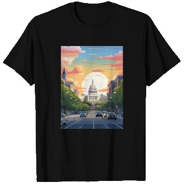 Discover Sunset in US Capitol Washington DC T Shirts