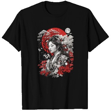 Discover Red White Black Asian Design T Shirts