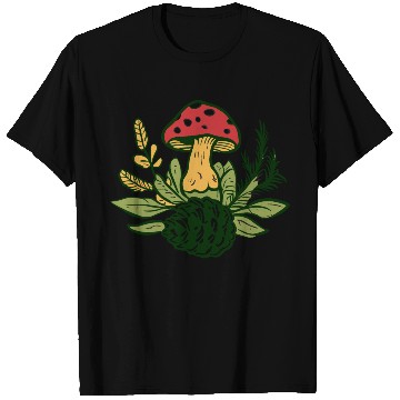 Discover Mushroom Pine Cone Foliage Design T Shirts