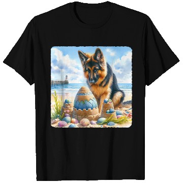 Discover German Shepherd Building Festive Sandcastle T Shirts