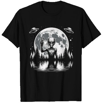 Discover Alien Giving Peace Premium T Shirts