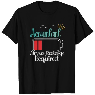 Discover Accountant Summer Recharge Required Battery Accoun T Shirts