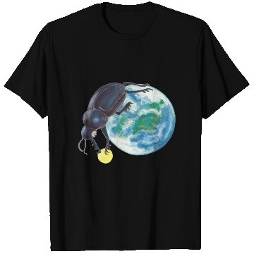 Discover Sacred Scarab Beetle Rolling Earth And Moon T Shirts