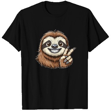 Discover Cute sloth showing teeth joy cartoon peace T Shirts