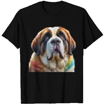 Discover Rainbow Ombre Adult Saint Bernard dog T Shirts