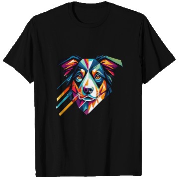 Discover Colorful Geometric Dog Art Australian Shepherd T Shirts