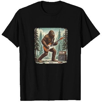 Discover Bigfoot Playing Guitar Sasquatch Men Boys Women T Shirts