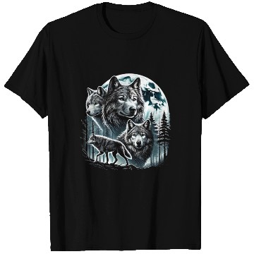 Discover Vintage Wolf 90s Wolf Lovers Retro Moon T Shirts